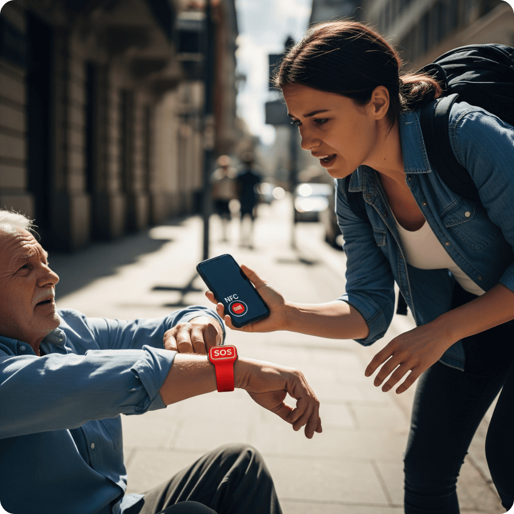 Mann kollabiert, Frau hilft mit Telefon